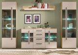 Wohnwand Design-D in Kaschmir und Cremona Eiche Wohnkombination Set 4-teilig 290 cm, mit Soft-Close