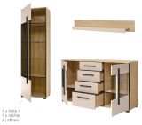 Wohnwand Design-D in Kaschmir und Cremona Eiche Wohnkombination Set 4-teilig 290 cm, mit Soft-Close