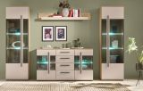 Wohnwand Design-D in Kaschmir und Cremona Eiche Wohnkombination Set 4-teilig 290 cm, mit Soft-Close