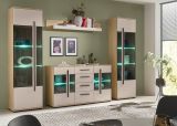 Wohnwand Design-D in Kaschmir und Cremona Eiche Wohnkombination Set 4-teilig 290 cm, mit Soft-Close