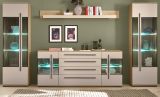 Wohnwand Design-D in Kaschmir und Cremona Eiche Wohnkombination Set 4-teilig 340 cm, mit Soft-Close