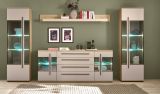 Wohnwand Design-D in Kaschmir und Cremona Eiche Wohnkombination Set 4-teilig 340 cm, mit Soft-Close