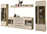 Wohnwand Design-D in Kaschmir und Cremona Eiche Wohnkombination Set 4-teilig 340 cm, mit Soft-Close