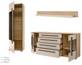 Wohnwand Design-D in Kaschmir und Cremona Eiche Wohnkombination Set 4-teilig 340 cm, mit Soft-Close