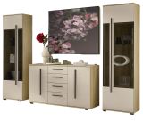 Wohnwand Design-D in Kaschmir und Cremona Eiche Wohnkombination Set 3-teilig 290 cm, mit Soft-Close
