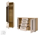 Wohnwand Design-D in Kaschmir und Cremona Eiche Wohnkombination Set 3-teilig 290 cm, mit Soft-Close
