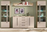 Wohnwand Design-D in Kaschmir und Cremona Eiche Wohnkombination Set 4-teilig 290 cm, mit Soft-Close