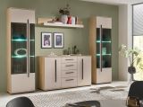 Wohnwand Design-D in Kaschmir und Cremona Eiche Wohnkombination Set 4-teilig 290 cm, mit Soft-Close