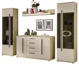 Wohnwand Design-D in Kaschmir und Cremona Eiche Wohnkombination Set 4-teilig 290 cm, mit Soft-Close