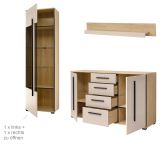 Wohnwand Design-D in Kaschmir und Cremona Eiche Wohnkombination Set 4-teilig 290 cm, mit Soft-Close