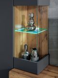 Wohnwand Okay in anthrazit und Wotan Eiche, 2-teilig, 210 cm, grifflos mit Push-To-Open, inkl. LED