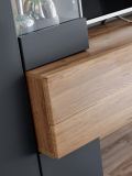 Wohnwand Okay in anthrazit und Wotan Eiche, 2-teilig, 210 cm, grifflos mit Push-To-Open, inkl. LED