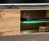 Wohnwand Okay in anthrazit und Wotan Eiche, 2-teilig, 210 cm, grifflos mit Push-To-Open, inkl. LED