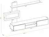 Wohnwand Special in schwarz und perlgau, Schrankwand h�ngend mit Ethanol Kamin und LED, 250 x 170 cm