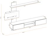 Wohnwand Special in schwarz und perlgau, Schrankwand h�ngend mit Elektrokamin und LED, 250 x 170 cm