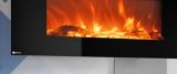 Wohnwand Special in schwarz und perlgau, Schrankwand h�ngend mit Elektrokamin und LED, 250 x 170 cm