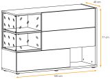 Sideboard Lester-1 in perlgrau und Wellington Eiche Kommode mit LED, Push-to-Open, 120 x 77 cm