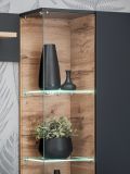 Wohnwand Lester in anthrazit und Wotan Eiche Schrankwand mit LED und Push-to-Open, 240 x 145 cm