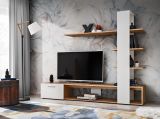 Wohnwand Upgrade in wei� und Wotan Eiche Schrankwand 2-teilig 190 x 152 cm