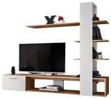 Wohnwand Upgrade in wei� und Wotan Eiche Schrankwand 2-teilig 190 x 152 cm