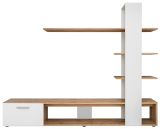 Wohnwand Upgrade in wei� und Wotan Eiche Schrankwand 2-teilig 190 x 152 cm