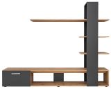 Wohnwand Upgrade in schwarz und Wotan Eiche Schrankwand 2-teilig 190 x 152 cm