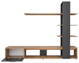 Wohnwand Upgrade in schwarz und Wotan Eiche Schrankwand 2-teilig 190 x 152 cm