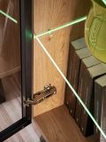 Sideboard Lines in Hickory Eiche und schwarz Kommode mit LED und Push-to-Open, 160 x 82 cm