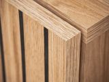 Sideboard Lines in Hickory Eiche und schwarz Kommode mit LED und Push-to-Open, 160 x 82 cm