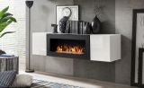H�ngekommode Shine in wei� Hochglanz H�ngeschrank mit Ethanol Kamin, 160 x 40 cm