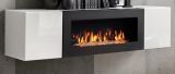 H�ngekommode Shine in wei� Hochglanz H�ngeschrank mit Ethanol Kamin, 160 x 40 cm