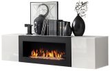 H�ngekommode Shine in wei� Hochglanz H�ngeschrank mit Ethanol Kamin, 160 x 40 cm