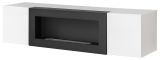H�ngekommode Shine in wei� Hochglanz H�ngeschrank mit Ethanol Kamin, 160 x 40 cm