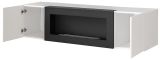 H�ngekommode Shine in wei� Hochglanz H�ngeschrank mit Ethanol Kamin, 160 x 40 cm