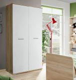 Kleiderschrank Superior in wei� und Sonoma Eiche Kinder-/Jugendzimmer Dreht�renschrank 2-t�rig 90 x 190 cm
