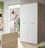 Kleiderschrank Superior in wei� und Sonoma Eiche Kinder-/Jugendzimmer Dreht�renschrank 2-t�rig 90 x 190 cm