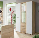 Kleiderschrank Superior in wei� und Sonoma Eiche Kinder-/Jugendzimmer Dreht�renschrank 3-t�rig 135 x 190 cm