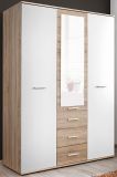 Kleiderschrank Superior in wei� und Sonoma Eiche Kinder-/Jugendzimmer Dreht�renschrank 3-t�rig 135 x 190 cm