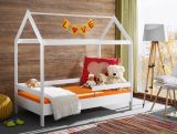 Kinderbett Cave in wei�, Bett aus Kiefernholz mit Rausfallschutz, Liegefl�che 80 x 160 cm