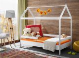 Kinderbett Cave in wei�, Bett aus Kiefernholz mit Rausfallschutz, Liegefl�che 80 x 160 cm
