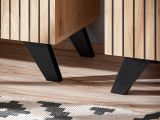 Wohnwand Lines in Hickory Eiche und schwarz Schrankwand 4-teilig mit LED und Push-to-Open, 340 x 192 cm