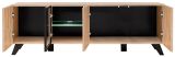 Wohnwand Lines in Hickory Eiche und schwarz Schrankwand 4-teilig mit LED und Push-to-Open, 340 x 192 cm
