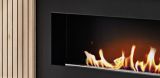 Wohnwand Lines in Hickory Eiche und schwarz Schrankwand 4-teilig mit Ethanol Kamin und LED, 340 x 192 cm