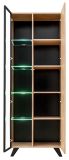 Wohnwand Lines in Hickory Eiche und schwarz Schrankwand 4-teilig mit Ethanol Kamin und LED, 340 x 192 cm