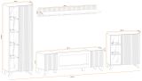 Wohnwand Lines in Hickory Eiche und schwarz Schrankwand 4-teilig mit Ethanol Kamin und LED, 340 x 192 cm