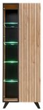 Vitrine Lines in Hickory Eiche und schwarz Glasvitrine mit LED und Push-to-Open, 70 x 192 cm