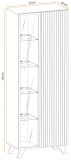 Vitrine Lines in Hickory Eiche und schwarz Glasvitrine mit LED und Push-to-Open, 70 x 192 cm