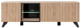 TV-Lowboard Lines in Hickory Eiche und schwarz TV-M�bel mit LED und Push-to-Open, 160 x 52 cm