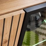 TV-Lowboard Lines in Hickory Eiche und schwarz TV-M�bel mit LED und Push-to-Open, 160 x 52 cm