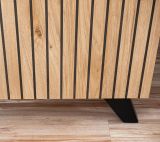 TV-Lowboard Lines in Hickory Eiche und schwarz TV-M�bel mit LED und Push-to-Open, 160 x 52 cm